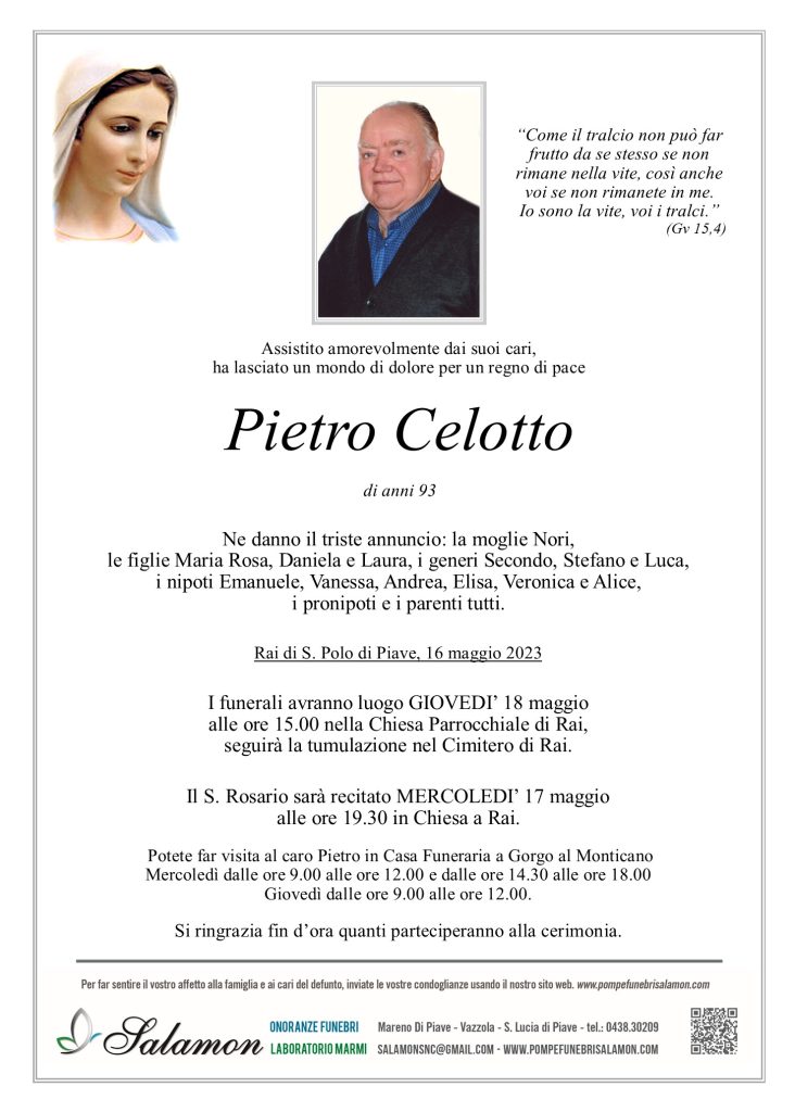 Epigrafe Celotto Pietro