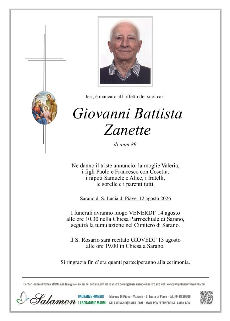 Epigrafe Zanette Giovanni Battista